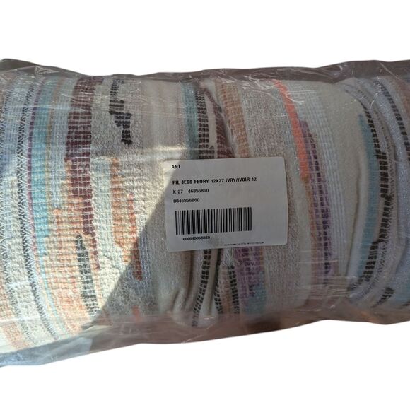 Jess Feury Sunstreak Pillow 
Striped Multicolor Lumbar Pillow NWT - Picture 5 of 9